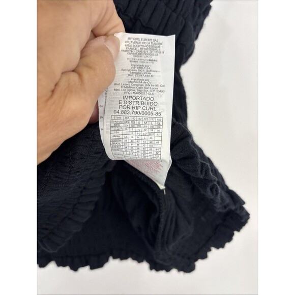 Rip Curl Blk Norah Top Large With Tags Smocking Ties Beach - Picture 9 of 15